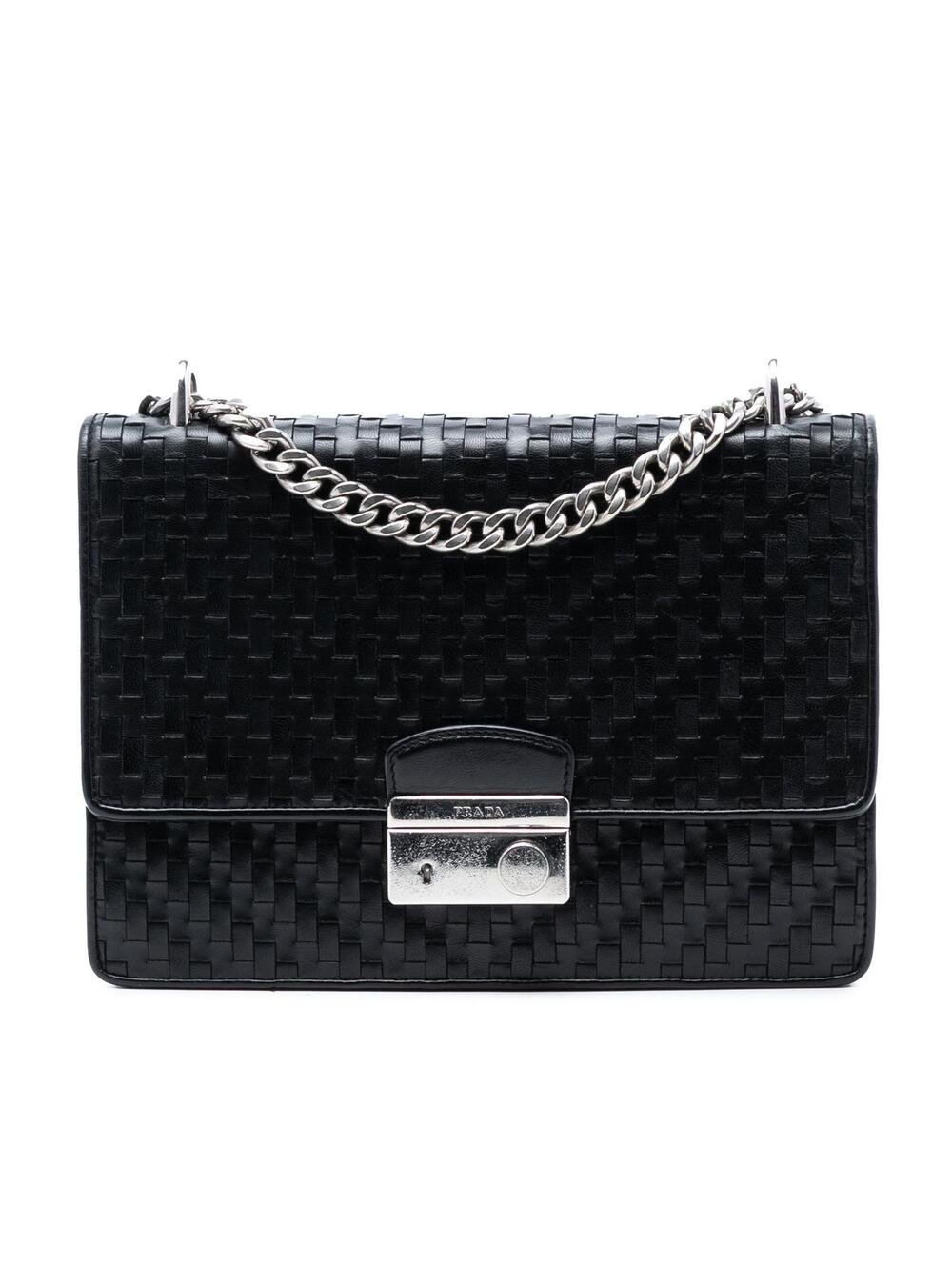 Prada Woven Madras Leather Chain Flap #360559P48B